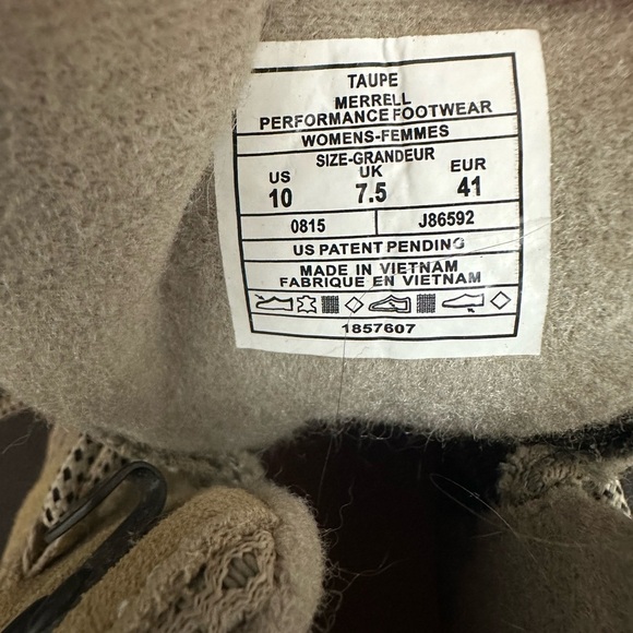 Merrell Moab Mid Ventilator Hiking Boots Women 10 Taupe Vibram Lace Up J86592 - Picture 8 of 8